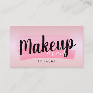 Elegant modern makeup & hair rose gold brushstroke business card