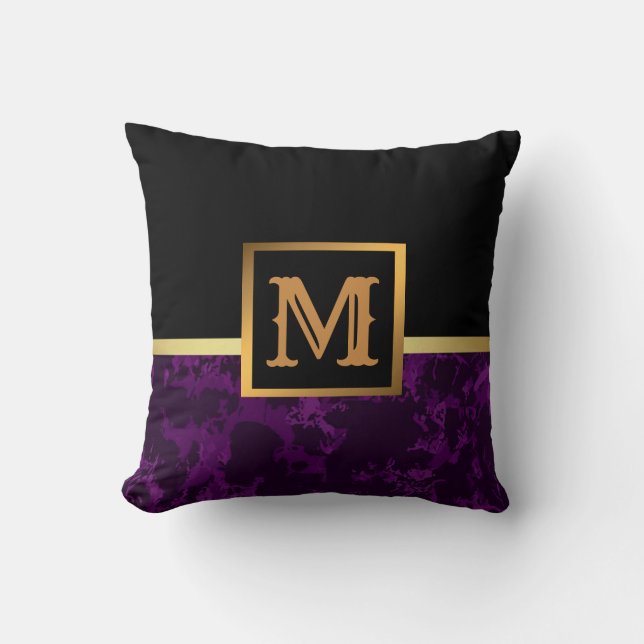 Elegant Modern Marble Black Gold Cushion (Front)