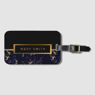 Elegant Modern Marble Black Gold Luggage Tag