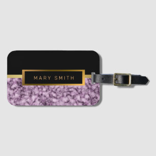 Elegant Modern Marble Black Gold Luggage Tag