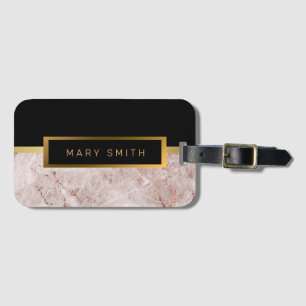 Elegant Modern Marble Black Gold Luggage Tag