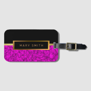 Elegant Modern Marble Black Gold Luggage Tag