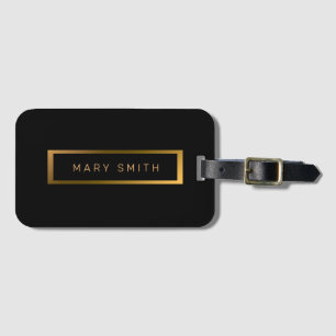 Elegant Modern Marble Black Gold Luggage Tag