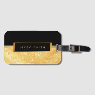 Elegant Modern Marble Black Gold Luggage Tag