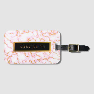Elegant Modern Marble Black Gold Luggage Tag
