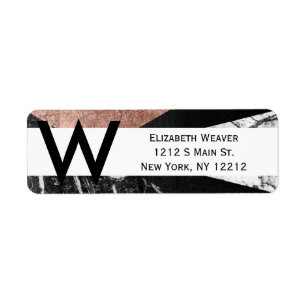 Elegant Modern Marble, Rose Gold, & Black Triangle