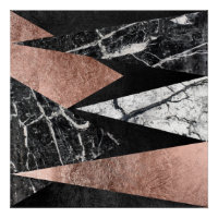 Elegant Modern Marble, Rose Gold, & Black Triangle