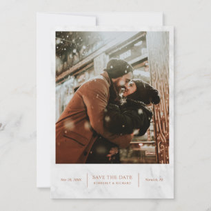 Elegant Modern Marble Rose Gold Save The Date Card
