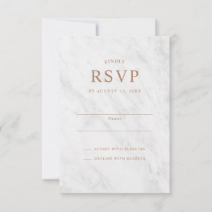 Elegant Modern Marble Rose Gold Wedding RSVP Card