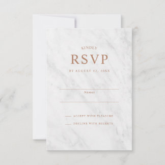 Elegant Modern Marble Rose Gold Wedding RSVP Card