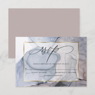Elegant Modern Marbled Ink RSVP Card