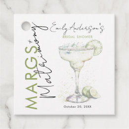 Elegant Modern Margs and Matrimony Bridal Shower Favour Tags