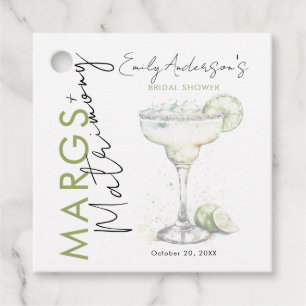 Elegant Modern Margs and Matrimony Bridal Shower Favour Tags