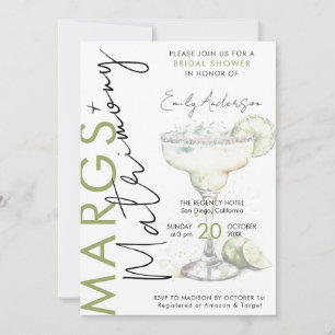 Elegant Modern Margs and Matrimony Bridal Shower Invitation