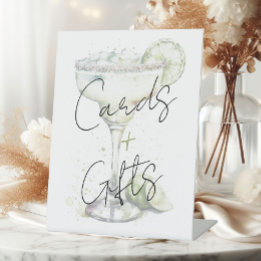 Elegant Modern Margs and Matrimony Bridal Shower Pedestal Sign