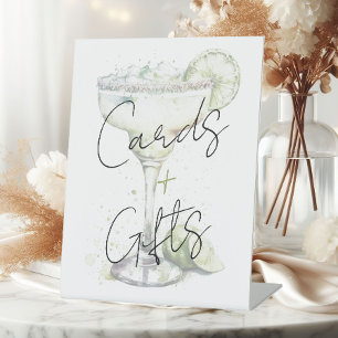 Elegant Modern Margs and Matrimony Bridal Shower Pedestal Sign