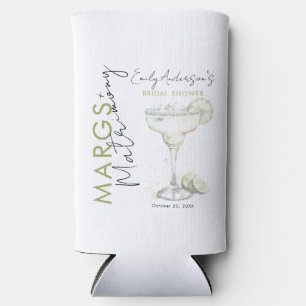 Elegant Modern Margs and Matrimony Bridal Shower Seltzer Can Cooler