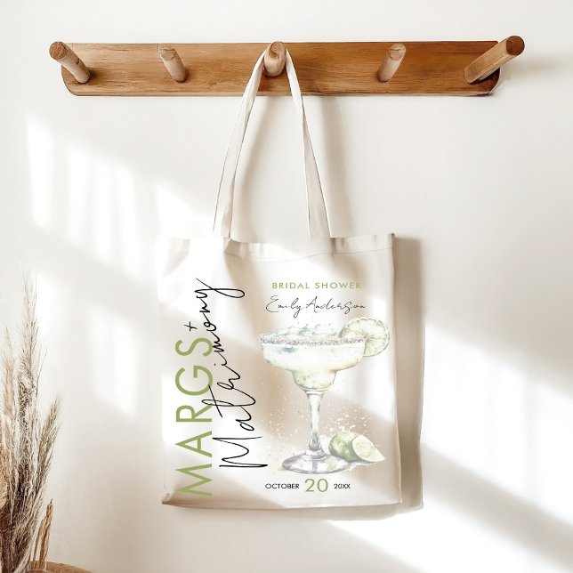 Elegant Modern Margs and Matrimony Bridal Shower Tote Bag (Creator Uploaded)