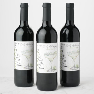 Elegant Modern Margs and Matrimony Bridal Shower Wine Label