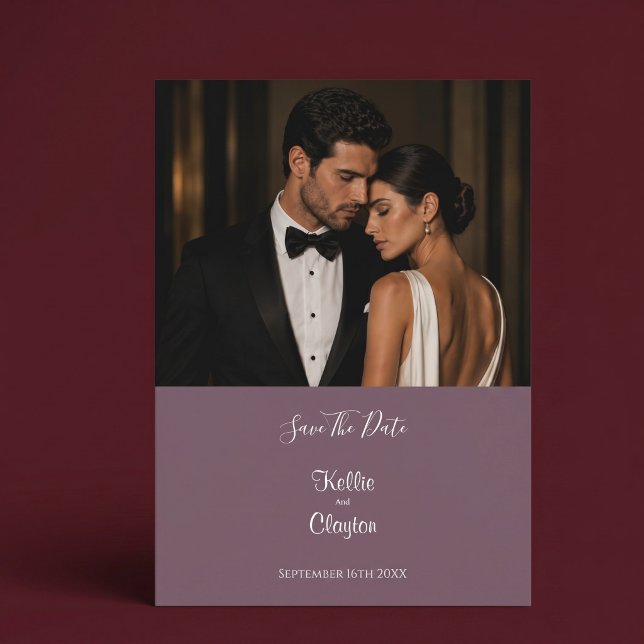 Elegant Modern Mauve Photo Save The Date (Creator Uploaded)