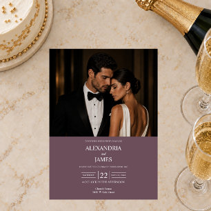 Elegant Modern Mauve Photo Wedding Invitation