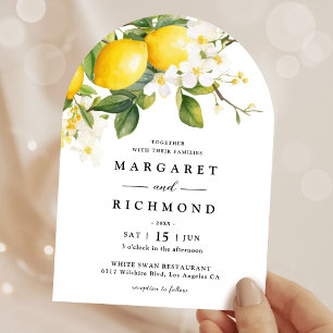 Elegant Modern Mediterranean Lemon Arch Wedding Invitation