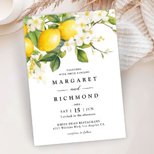 Elegant Modern Mediterranean Lemon Wedding  Invitation