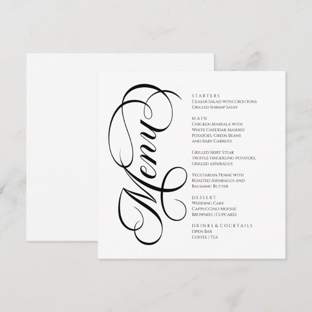 Elegant modern Menu Black and White (Front/Back)