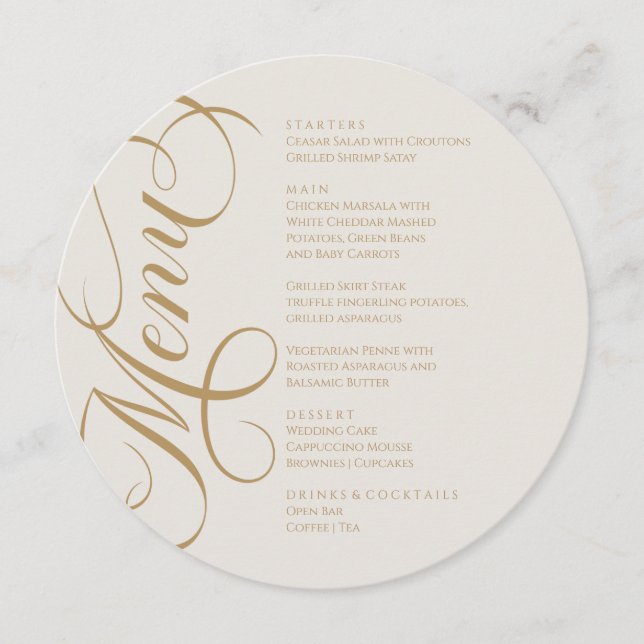Elegant modern Menu Marfil and Gold (Front)
