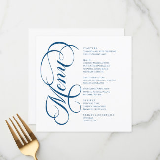 Elegant modern Menu White and Blue Navy