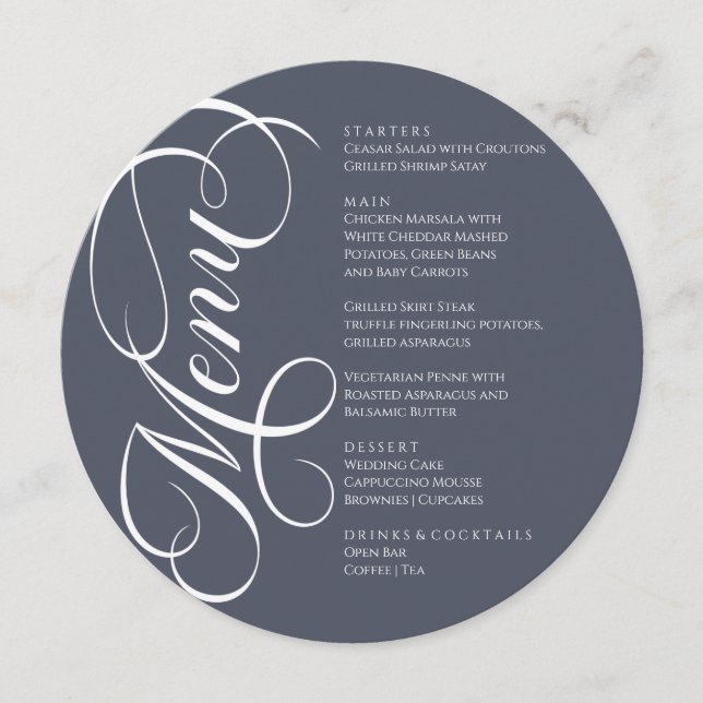 Elegant modern Menu White and Charcoal (Front)