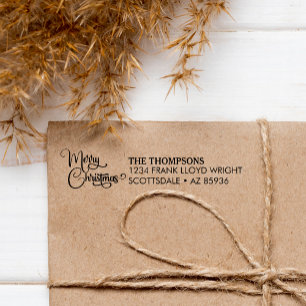 Elegant Modern Merry Christmas Custom Family Self-inking Stamp