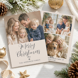 Elegant Modern Merry Christmas Family Photo Holiday Card