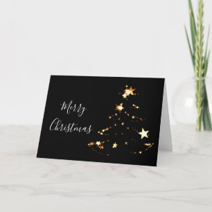 Elegant & Modern Merry Christmas Gold Stars Card