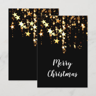 elegant modern Merry Christmas gold stars Invitation