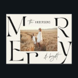 Elegant modern merry Christmas photo typography Holiday Postcard<br><div class="desc">Modern elegant minimal graphic typography merry christmas postcard. Part of a bold fun holiday collection.</div>