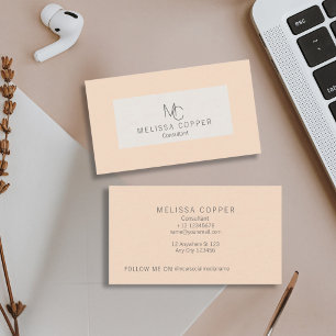 Elegant Modern Minimal Beige Monogram Business Card