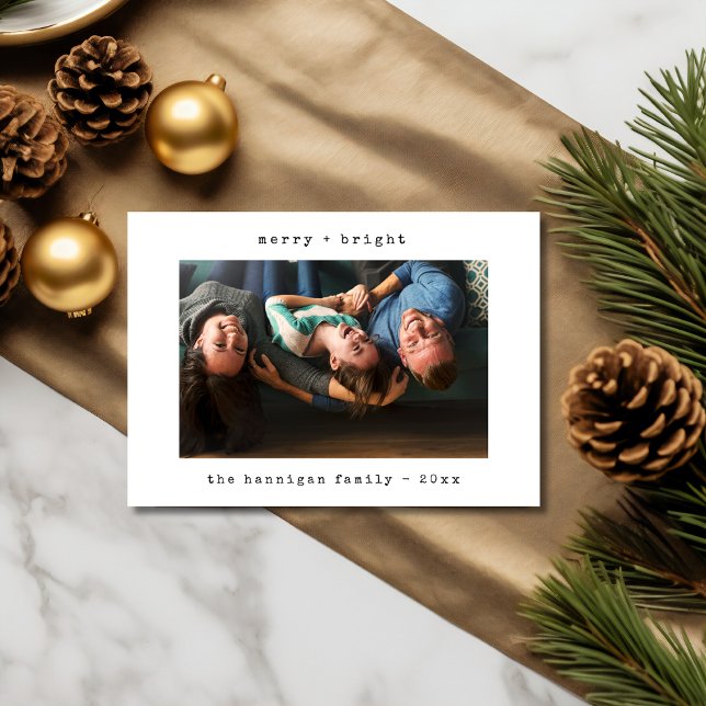 Elegant Modern Minimal Black and White Photo Holiday Card (Creator Uploaded)