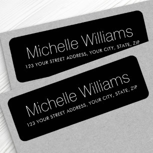 Elegant modern minimal black return address