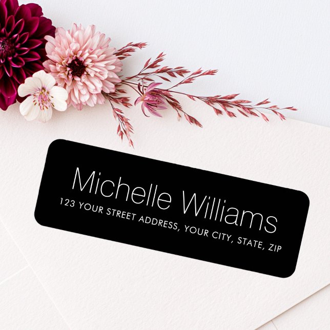 Elegant modern minimal black return address (Elegant modern minimal black return address label)