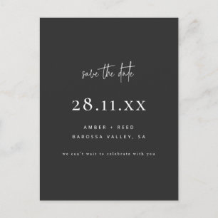 Elegant Modern Minimal Black Simple Save The Date Announcement Postcard