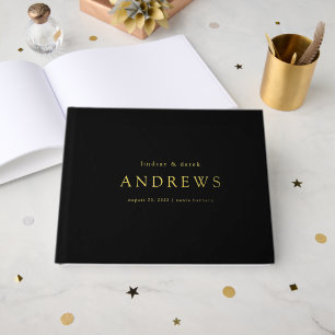 Elegant Modern Minimal Black Wedding Guest Book