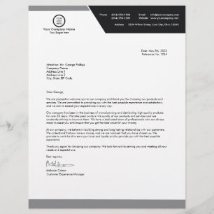 Elegant Modern Minimal Black & White Professional Custom Letterhead