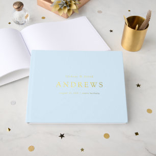 Elegant Modern Minimal Blue Wedding Guest Book