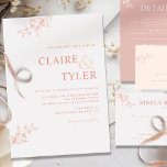 Elegant Modern Minimal Blush Pink, Peach Wedding Invitation<br><div class="desc">Modern elegant wedding invitation with contemporary typography and subtle fine hand-drawn floral detail in blush pink and peach hues. Easy to fill in the template. Ability to "edit using design tool" and make changes to font size, style, and position. For cases where the couple's name on the top is much...</div>