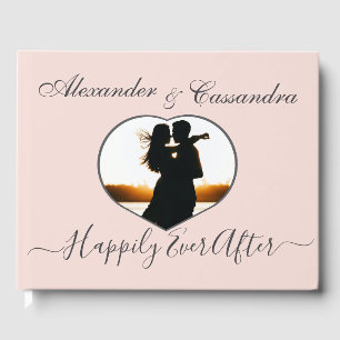  Elegant Modern Minimal Blush Pink Photo Wedding Guest Book