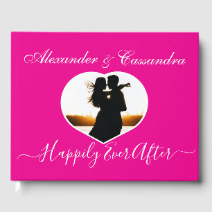 Elegant Modern Minimal Bold Bight Pink Wedding Gu Guest Book