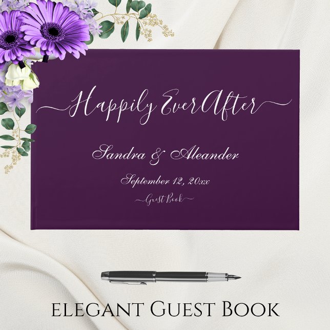  Elegant Modern Minimal Bold Jewel Purple Wedding Guest Book (Creator Uploaded)
