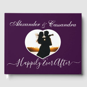 Elegant Modern Minimal Bold Jewel Purple Wedding Guest Book