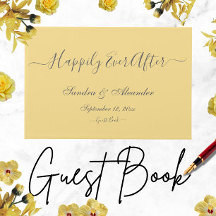 Elegant Modern Minimal Butter Yellow wedding Guest Book